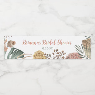 Boho Bloemen Bruidsdouche Waterfles Label Etiket
