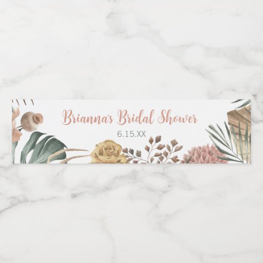 Boho Bloemen Bruidsdouche Waterfles Label Etiket (Enkel label)