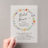 Boho Bloemen Bruidsfeest Bevroren Acryl Uitnodigingen (Insitu (Draagbaar))