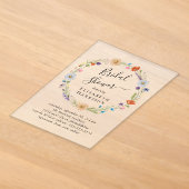 Boho Bloemen Bruidsfeest Bevroren Acryl Uitnodigingen (Laagn)