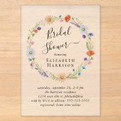 Boho Bloemen Bruidsfeest Bevroren Acryl Uitnodigingen (Voorkant)
