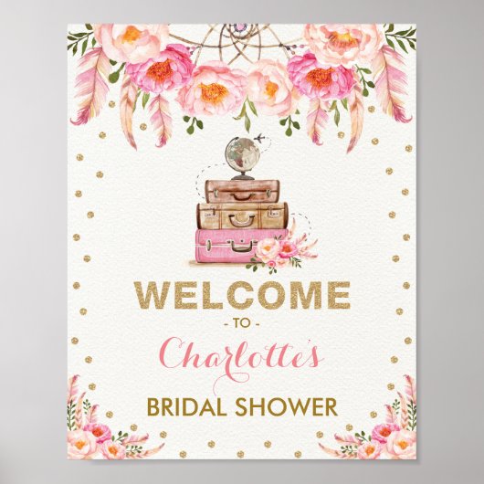 Boho Bloemen Bruidsfeest Chic Miss naar Mevrouw Poster (Voorkant)