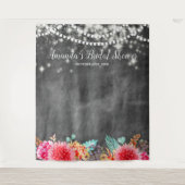 Boho Bloemen Bruidsfeest Fotocabine Achtergrond Wandkleed (Voorkant)