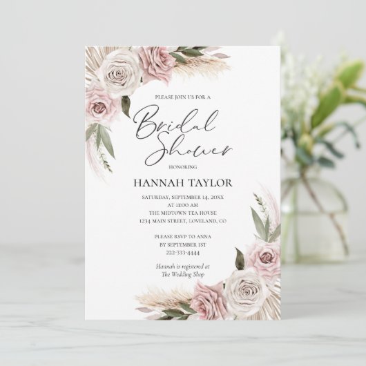 Boho Bloemen Bruidsfeest Kaart (Staand voorkant)