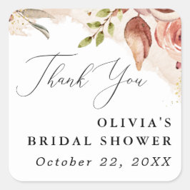 Boho Bloemen Bruidsshower-Aardse Bloemen Vierkante Sticker
