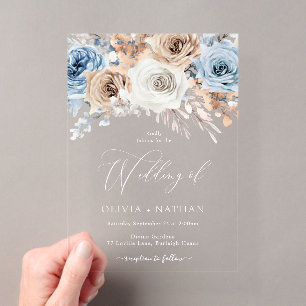 Boho Bloemen Bruiloft Acryl Uitnodigingen