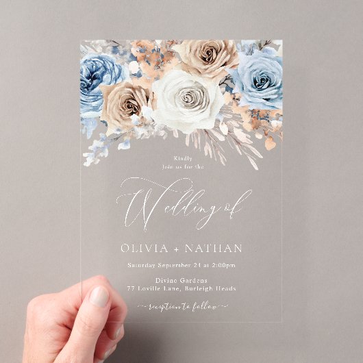 Boho Bloemen Bruiloft Acryl Uitnodigingen (Insitu (Draagbaar))