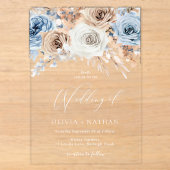 Boho Bloemen Bruiloft Acryl Uitnodigingen (Voorkant)