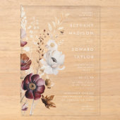 Boho Bloemen Bruiloft Acryl Uitnodigingen (Voorkant)