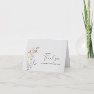 Boho bloemen bruiloft bedankkaart