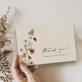 Boho Bloemen Bruiloft Bedankkaart