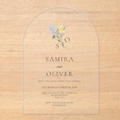Boho bloemen bruiloft boog acryl uitnodiging (Voorkant)