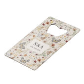 Boho Bloemen Bruiloft Creditkaart Flessenopener (Voorkant Gekanteld)