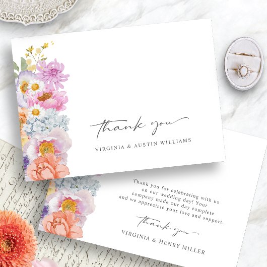 Boho Bloemen Bruiloft Dankkaart Bedankkaart
