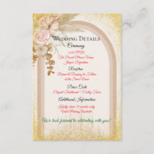 Boho bloemen bruiloft details kaart met gouden von