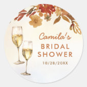 Boho Bloemen Bruiloft Feest Ronde Sticker (Voorkant)