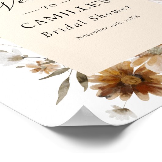 Boho Bloemen Bruiloft Feest Welkomstposter Poster (Hoek)