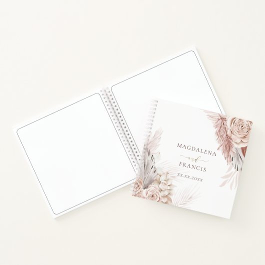 Boho bloemen bruiloft Guest Book Notitieboek (Binnen)