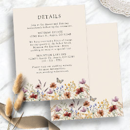 Boho Bloemen Bruiloft Informatiekaartje