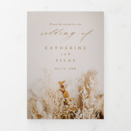 Boho Bloemen Bruiloft Itinerary Drieluik Uitnodiging