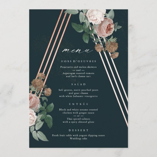 Boho Bloemen Bruiloft Menu (Voorkant)