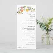  Boho Bloemen Bruiloft Menu (Staand voorkant)