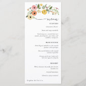  Boho Bloemen Bruiloft Menu (Voorkant)