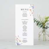 Boho bloemen bruiloft met wilde bloemen menu (Staand voorkant)