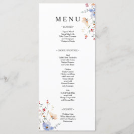 Boho bloemen bruiloft met wilde bloemen menu