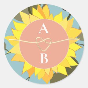 Boho Bloemen Bruiloft Monogram Ronde Sticker