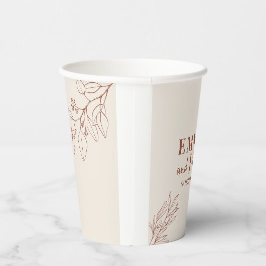 Boho Bloemen Bruiloft Papieren Bekers (Rechts)