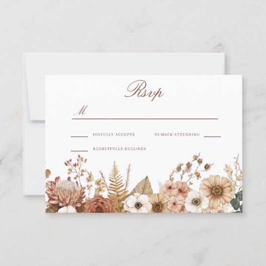Boho Bloemen Bruiloft  RSVP Kaartje (Voorkant)