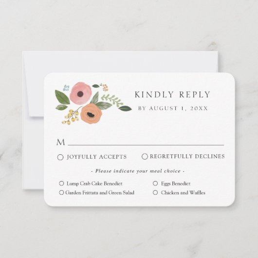 Boho Bloemen Bruiloft RSVP Reactie Kaart (Voorkant)