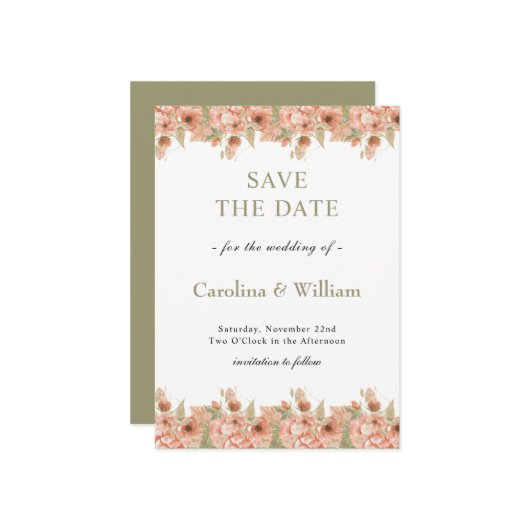 Boho Bloemen Bruiloft Save The Date (Voorkant / Achterkant in situ)