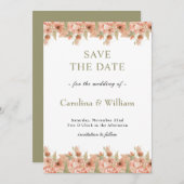 Boho Bloemen Bruiloft Save The Date (Voorkant / Achterkant)