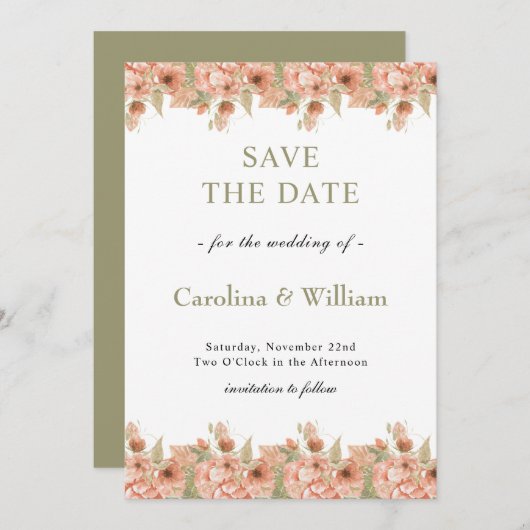 Boho Bloemen Bruiloft Save The Date (Voorkant / Achterkant)
