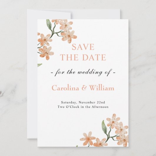 Boho Bloemen Bruiloft Save The Date (Voorkant)