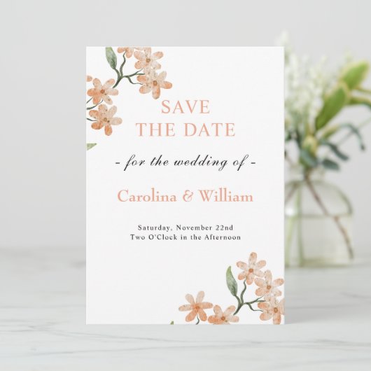 Boho Bloemen Bruiloft Save The Date (Staand voorkant)
