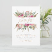 Boho Bloemen Bruiloft Save The Date (Staand voorkant)