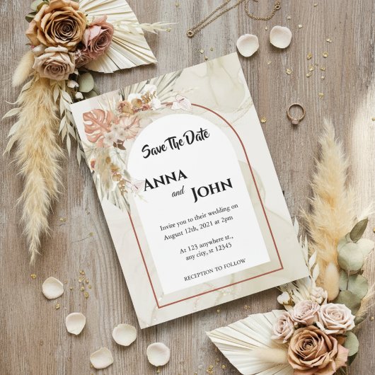 Boho Bloemen Bruiloft Save the Date