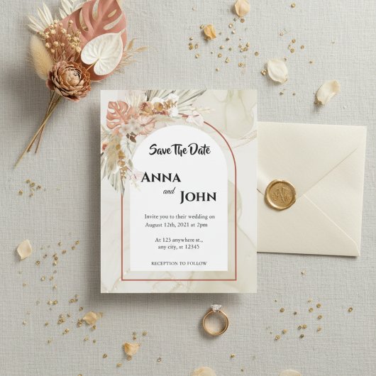 Boho Bloemen Bruiloft Save the Date