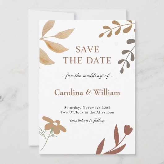 Boho Bloemen Bruiloft Save The Date (Voorkant)