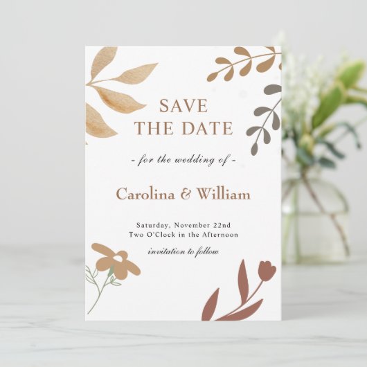 Boho Bloemen Bruiloft Save The Date (Staand voorkant)