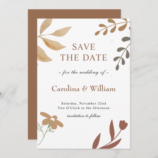 Boho Bloemen Bruiloft Save The Date (Voorkant / Achterkant)