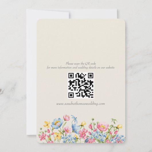 Boho bloemen bruiloft Save The Date met QR-code (Achterkant)