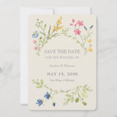 Boho bloemen bruiloft Save The Date met QR-code (Voorkant)