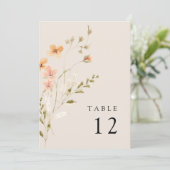 Boho Bloemen Bruiloft Tafel Nummer Kaart (Staand voorkant)