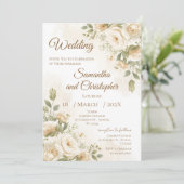 Boho bloemen bruiloft uitnodiging (Staand voorkant)