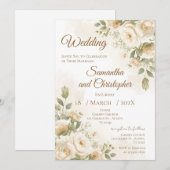 Boho bloemen bruiloft uitnodiging (Voorkant / Achterkant)