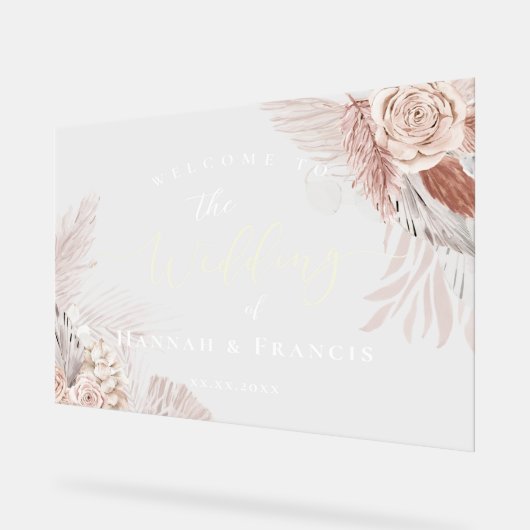 Boho bloemen bruiloft welkom acryl bord (Hoek)